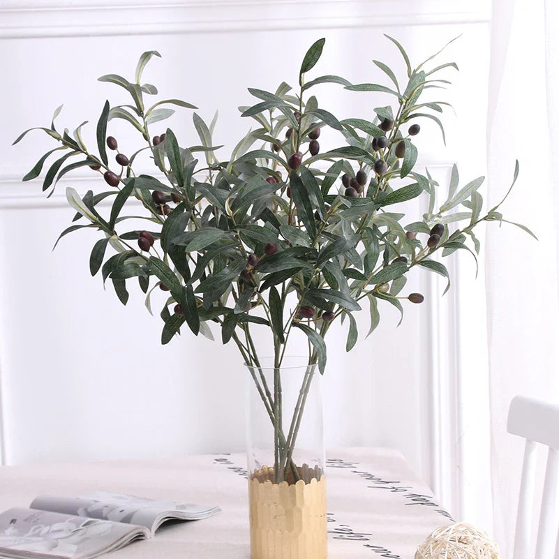 Afralia™ Olive Green Leaves Tree Branches Artificial Plants Home Wedding Decor Silk Flowers