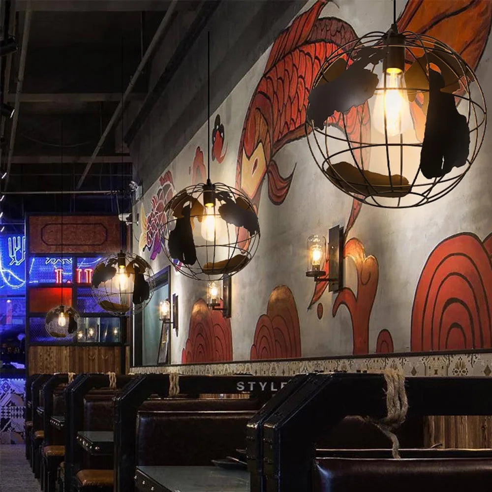 Afralia™ Black Metal Industrial Ceiling Light with E27 Socket for Living, Bedroom, Dining Room