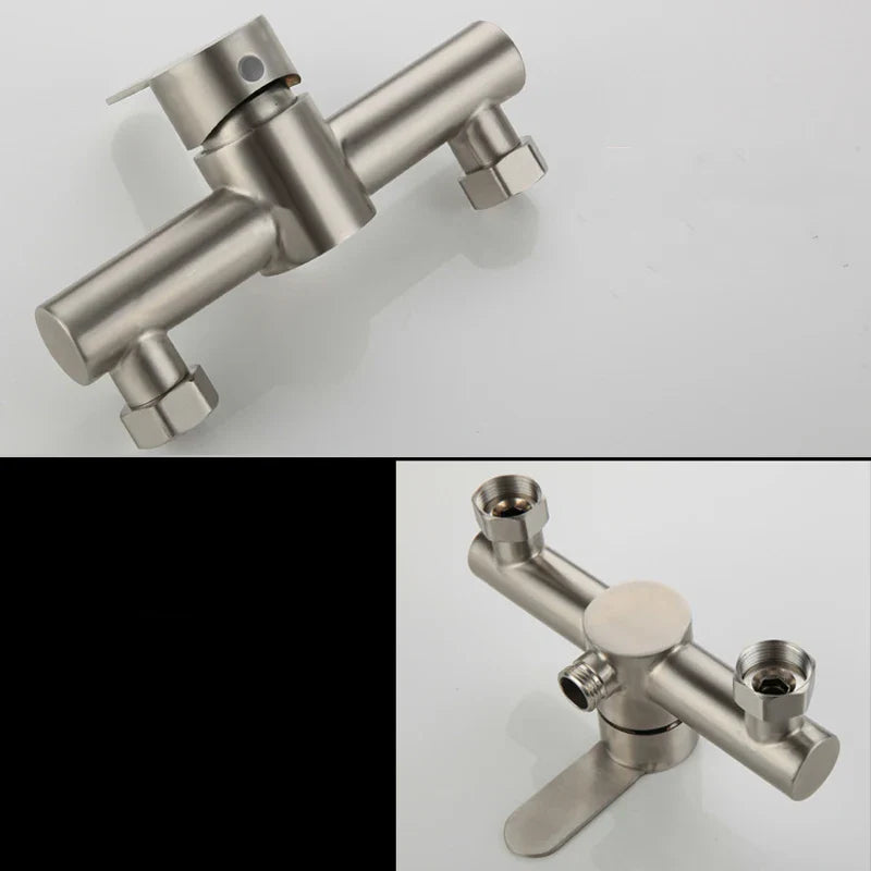 Afralia™ Stainless Steel Triple Bathtub Shower Faucet Set with Hot & Cold Water Mixer