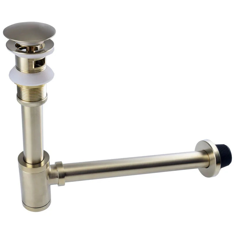 Afralia™ Antique Brass Pop Up Drain Kit with P-Trap Pipe for Bathroom Sink.