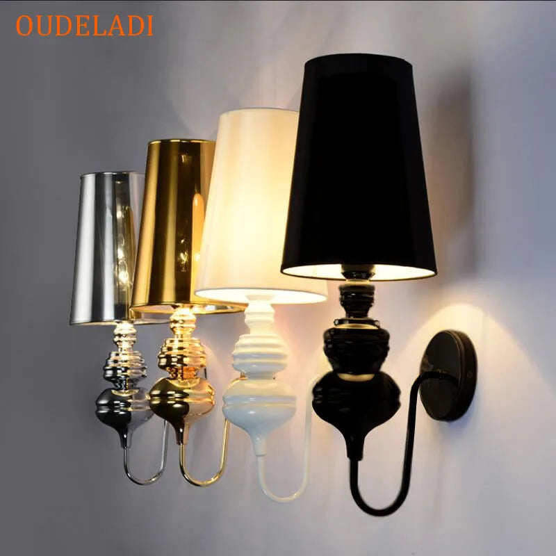 Afralia™ Modern Cloth Shade Wall Lamps in Glod Silver Black White for Home Living Room
