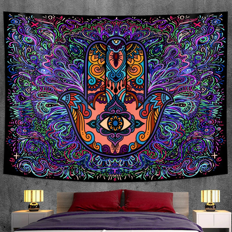 Afralia™ Mandala Witchcraft Tapestry Wall Hanging Yoga Mat Bohemian Sofa Blanket