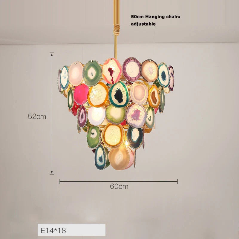 Afralia™ LED Agate Chandelier - Modern Colorized Designer Lighting for Foyer & Dining Room