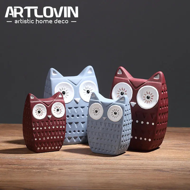 Afralia™ Ceramic Owl Home Decor Figurines: Christmas TV Cabinet Miniatures & Chinese Porcelain Crafts