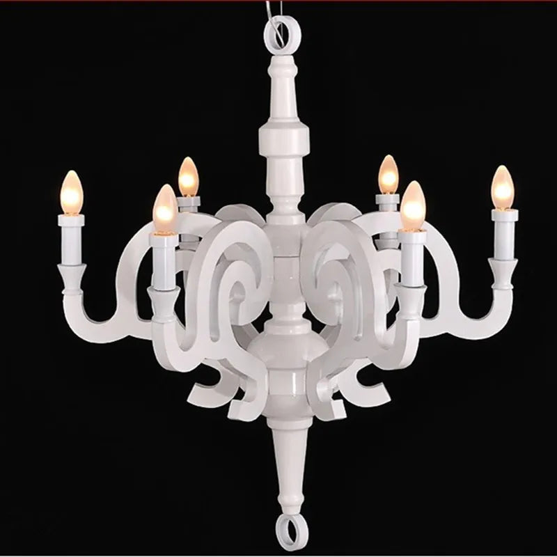 Afralia™ White Candle Chandelier: Postmodern Art for Dining Room & Clothing Shop