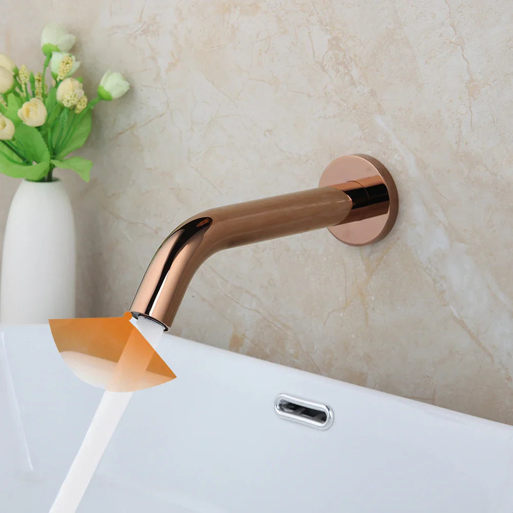 Afralia™ Black Chrome Sensor Bathroom Sink Mixer Tap Faucet – Wall Mount Automatic Touch