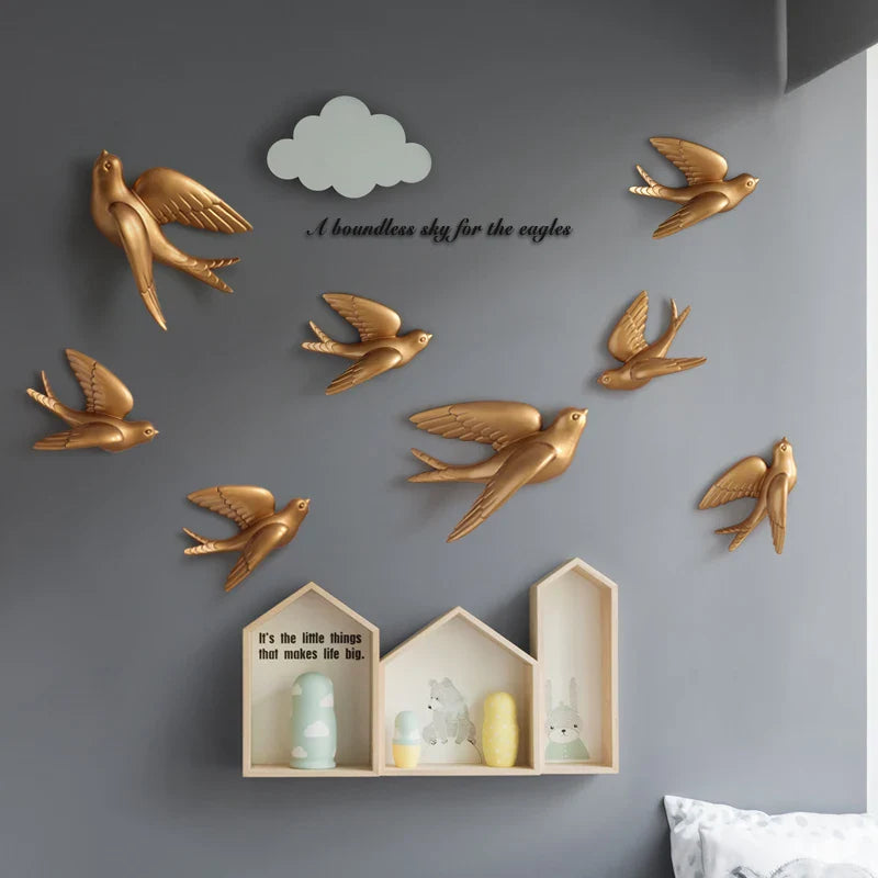 Afralia™ Swallow Resin Wall Decoration | 3D Bird Statue for Living Room TV Wall