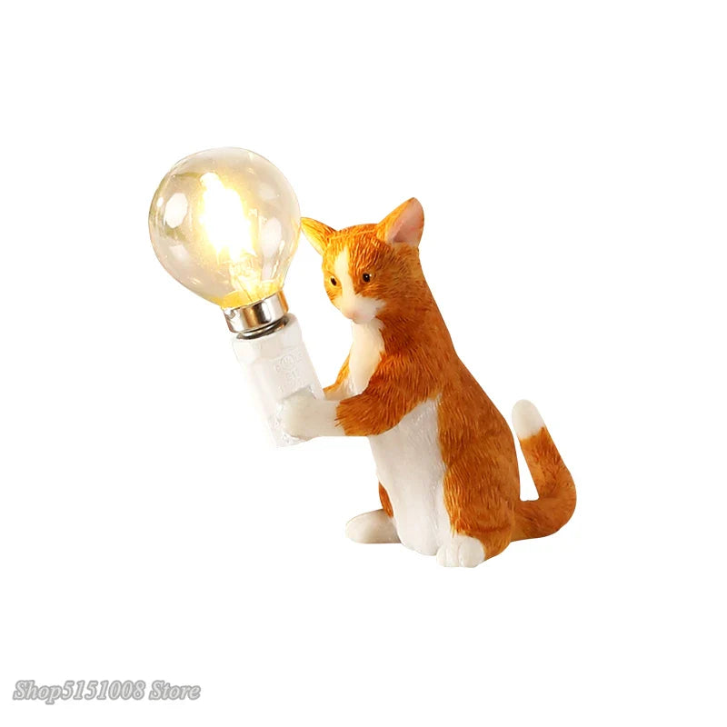 Afralia™ Cat Resin Table Lamp for Children's Bedroom Decor