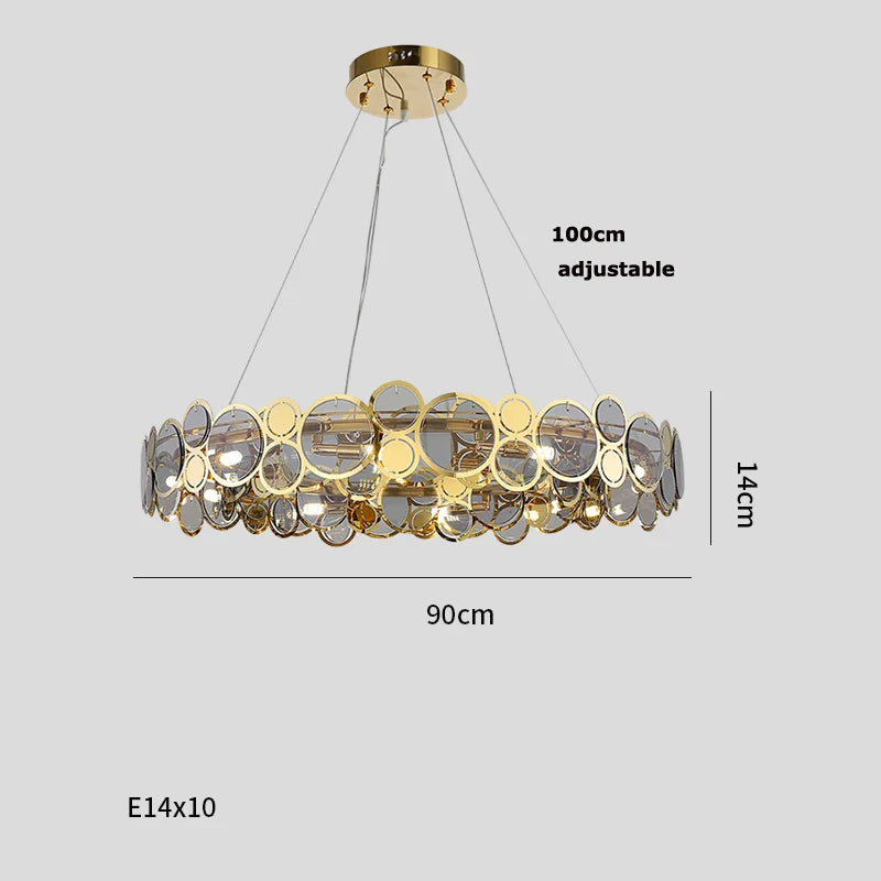 Afralia™ Gold Iron Glass Chandelier Lighting for Dinning Room