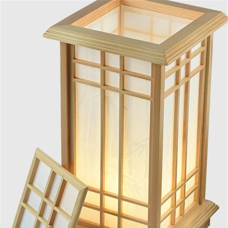 Afralia™ Oak Wood Tatami Style LED Floor Lamp for Living Room Hallway