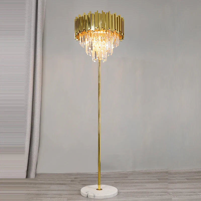 Afralia™ Modern Black Stainless Steel Crystal Marble LED Floor Lamp for Bedroom