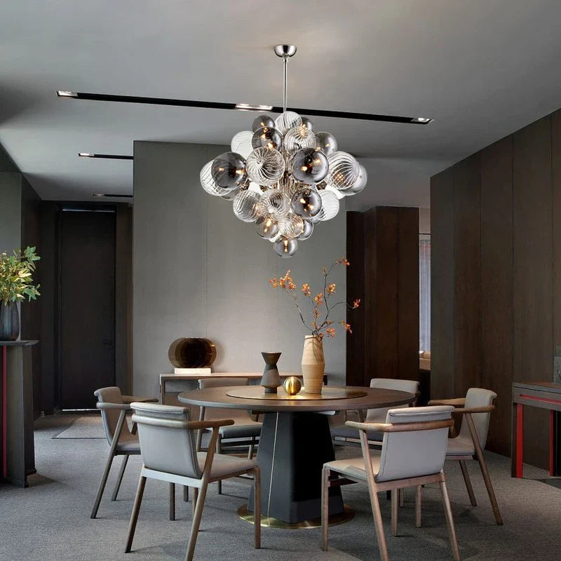 Afralia™ Glass Globe LED Chandelier: Nordic Luxury Metal Pendant Lighting for Living Room