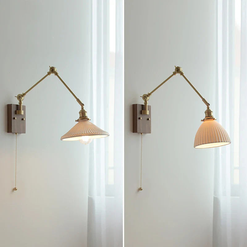 Afralia™ Copper Swing Arm Wall Lamp Sconce - LED Wall Light for Bedroom Living Room