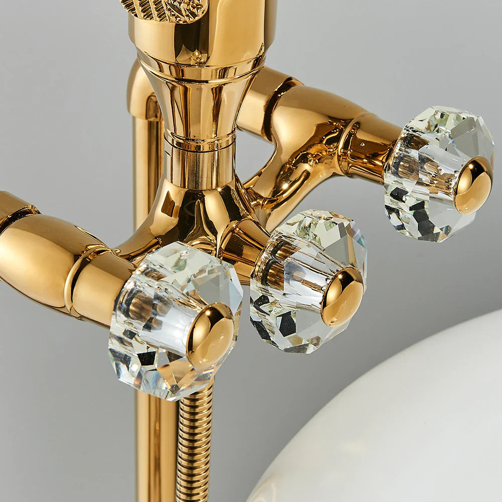 Afralia™ Golden Bird Freestanding Bathtub Faucet with Dual Crystal Handles