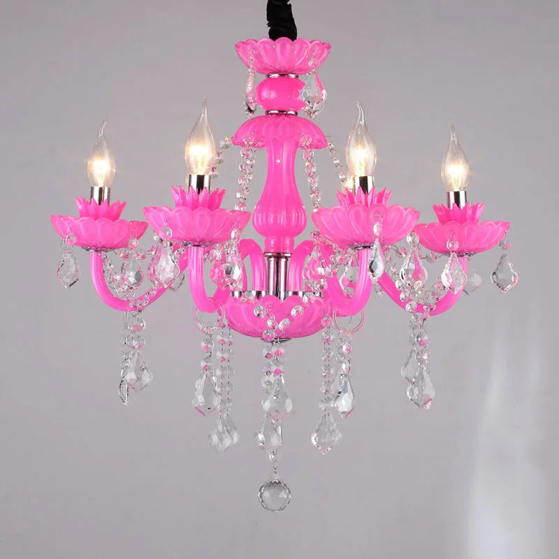 Afralia™ Pink Crystal Chandelier for Princess Room Decor