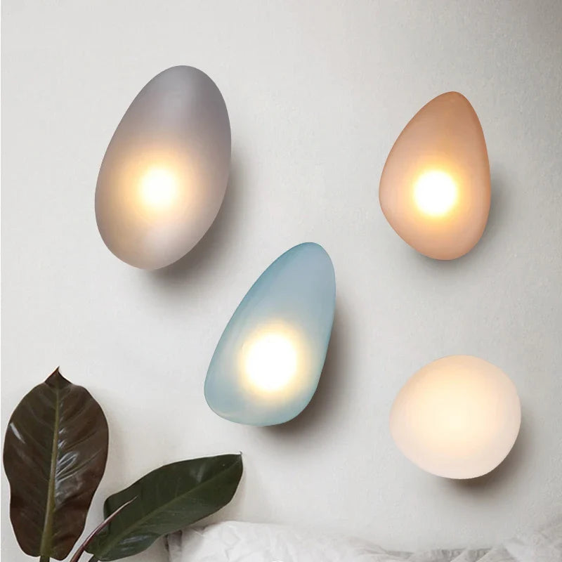 Afralia™ Glass Pebble Wall Light: Nordic LED Modern Design for Living Room, Bedroom, Bedside