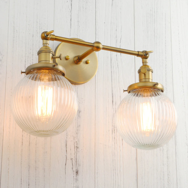 Afralia™ Permo Vintage Globe Glass 2-Light Wall Sconces