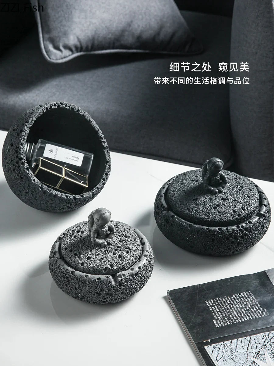 Afralia™ Cement Astronaut Ashtray with Lid - High Temperature Resistant Cigar Ashtray