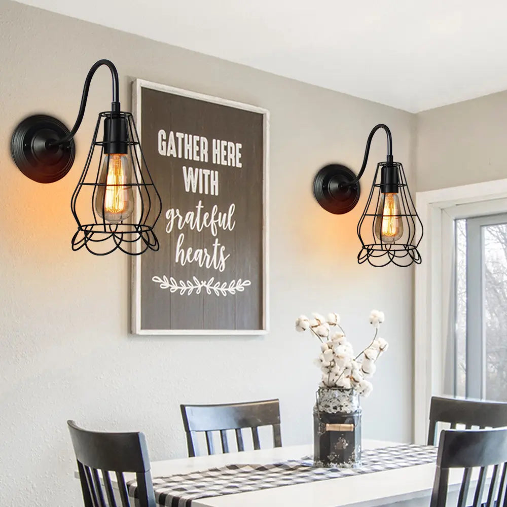 Afralia™ Industrial Iron Wall Sconce E27 Retro Loft Vintage LED Light Fixture