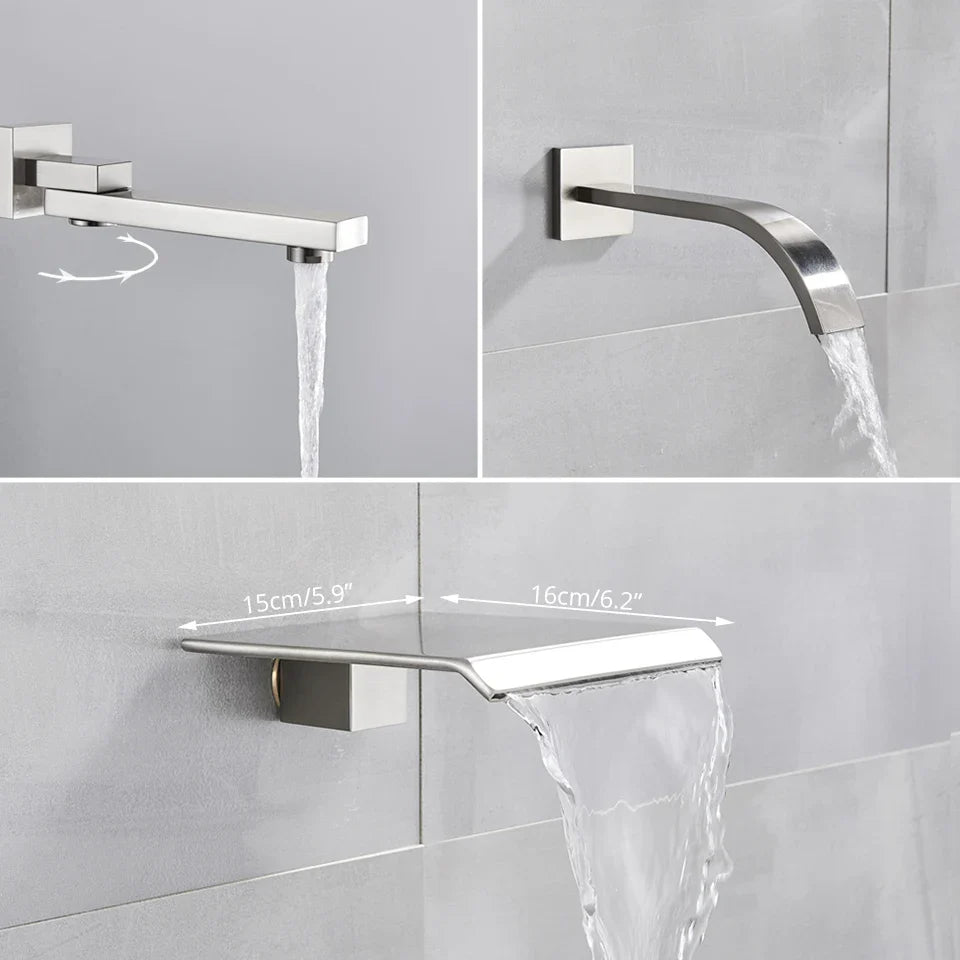 Afralia™ Brushed Nickel Shower System with Rain Shower Head for Wall Mounted Bathroom