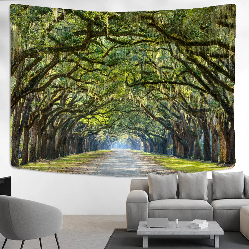 Afralia™ Jungle Path Mandala Tapestry Wall Hanging: Psychedelic Witchcraft Bohemian Nature Scenery