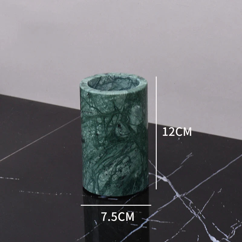 Afralia™ Green Marble Bathroom Set: Dispenser, Dish, Holder, Tissue Box & Accessories