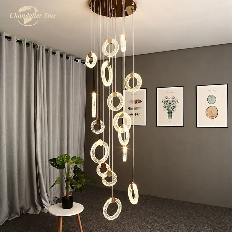 Afralia™ Bubble Crystal LED Chandelier Stainless Steel Pendant Light for Bedroom Living Room