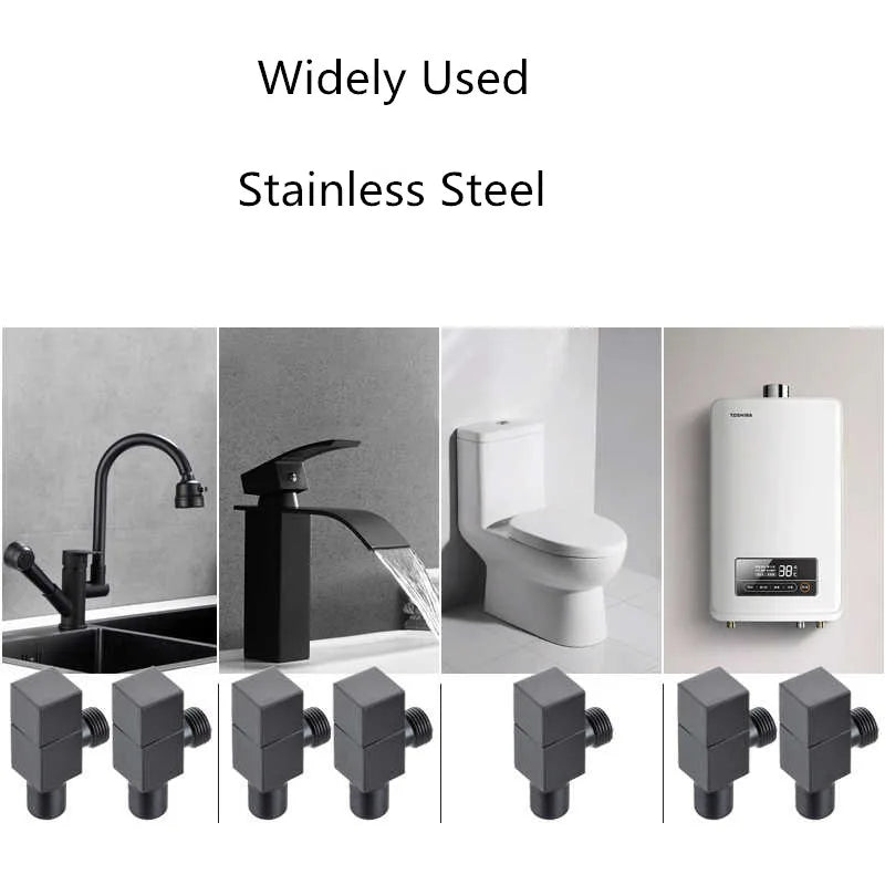Afralia™ Brus Gold Corner Valve, Stainless Steel Black Angle Valve for Bathroom Tap