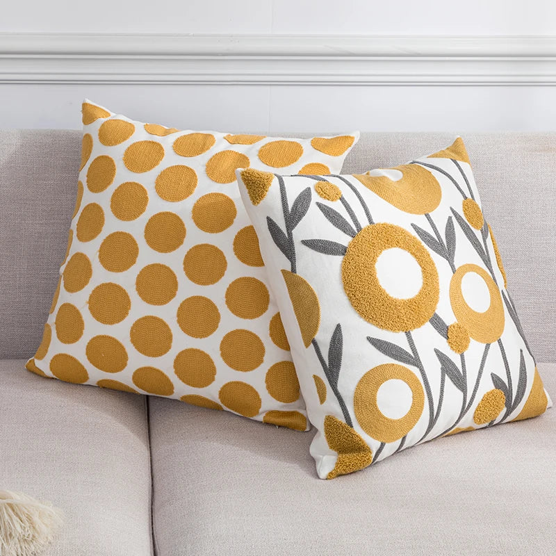 Afralia™ Floral Geometric Knot Cotton Pillow Cover 45x45cm for Sofa Bed Living Room