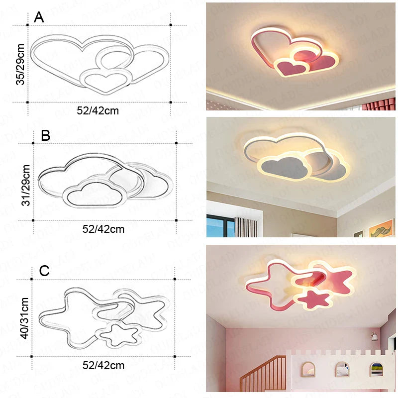 Afralia™ Kids Room LED Ceiling Light: Modern, Creative, White & Pink Pentagram Lamps
