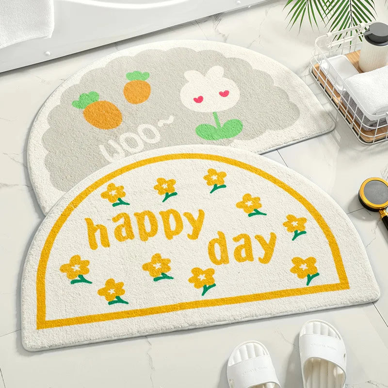 LUNABIRD Text Flowers Soft Floor Mat - Small Fresh Design