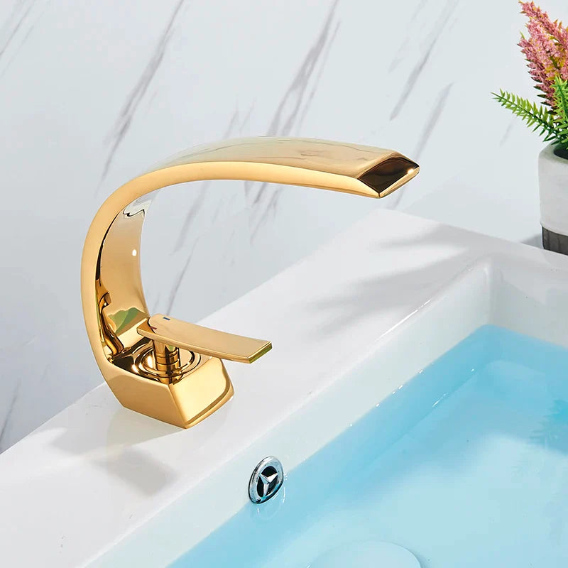 Afralia™ Brass Faucet Hot Cold Water Mixer Tap for Bathroom Vanity Sink