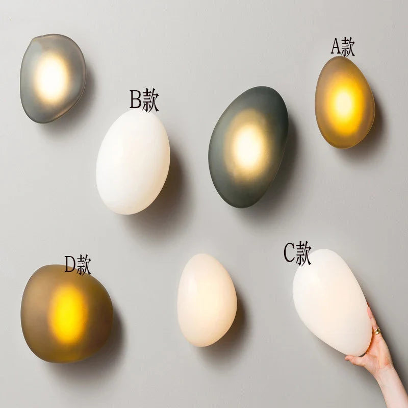 Afralia™ Glass Pebble Wall Light: Nordic LED Modern Design for Living Room, Bedroom, Bedside