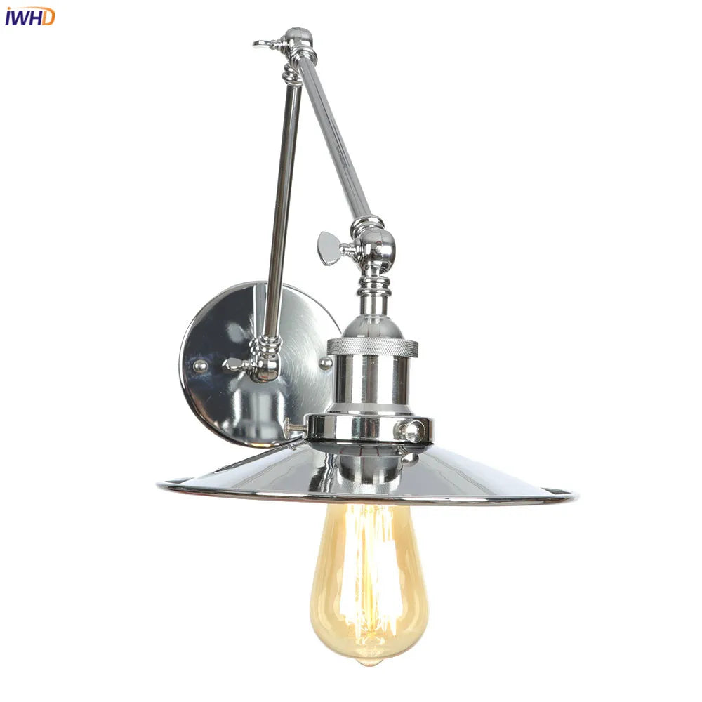 Afralia™ Silver Swing Arm LED Wall Light - Industrial Vintage Wall Sconce