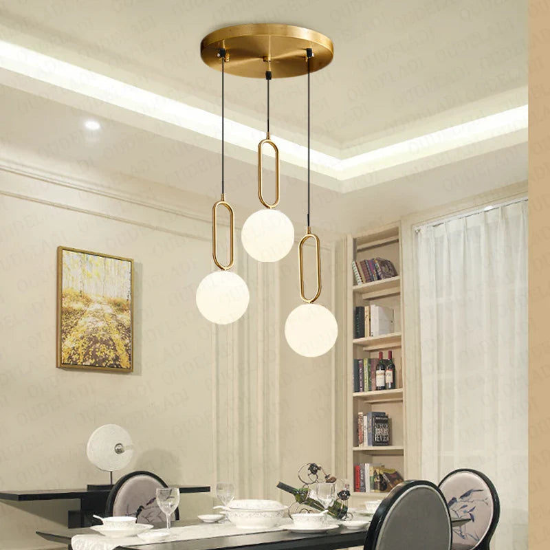Afralia™ Nordic Glass Ball Brass Pendant Lamp for Modern Living Spaces