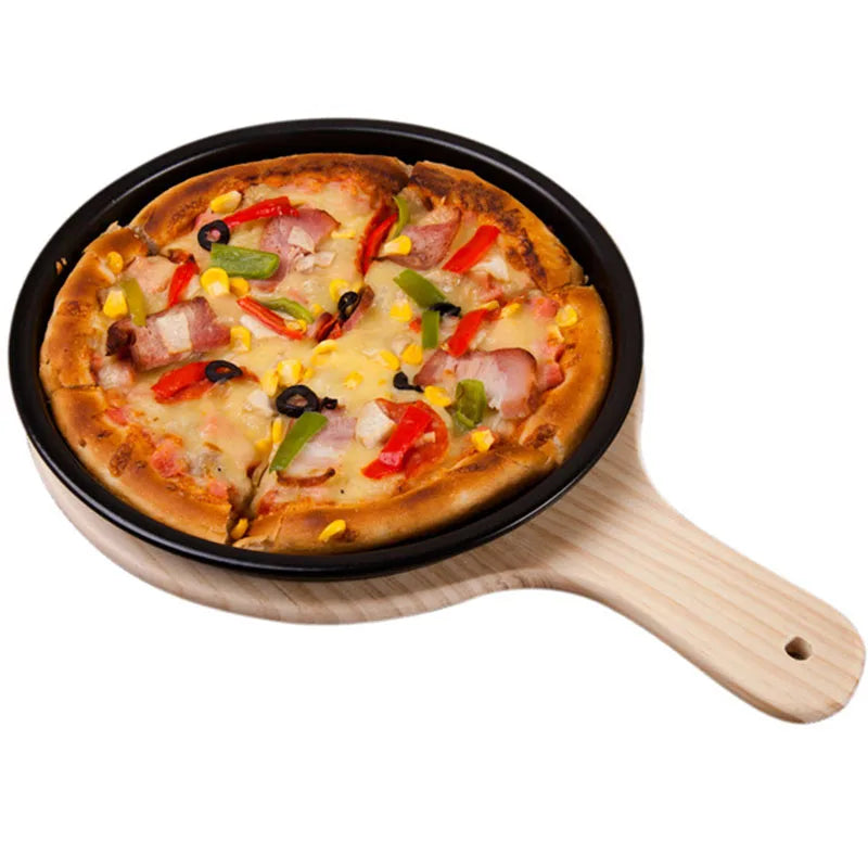 Afralia™ Round Pizza Board: Premium Wooden Pizza Baking Stone Tray Cutting Platter