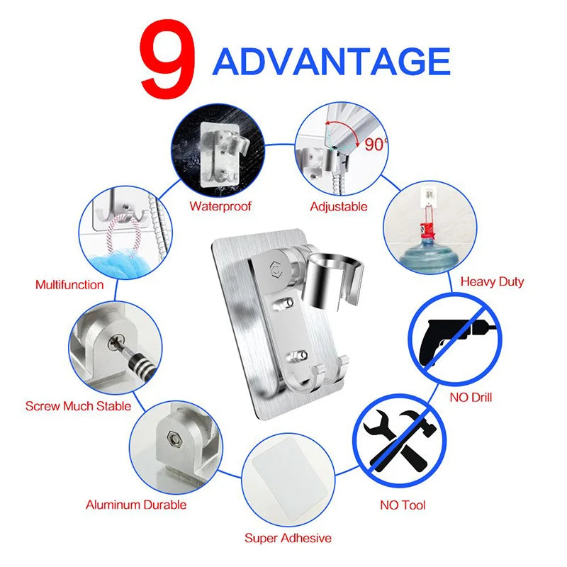 Afralia™ Aluminum Showerhead Holder: Adjustable & Traceless Bathroom Accessory