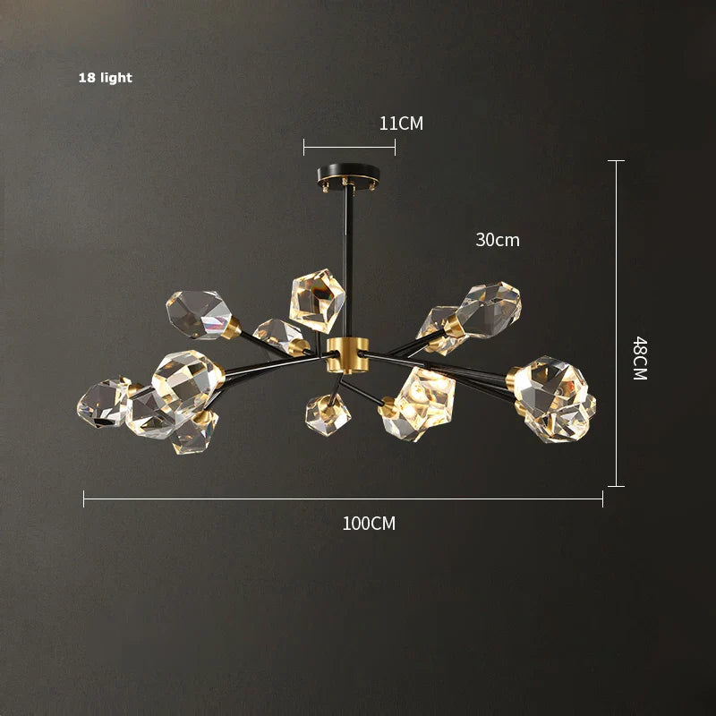 Afralia™ Black Crystal Copper Chandelier LED Hanging Lamps for Dinning Room