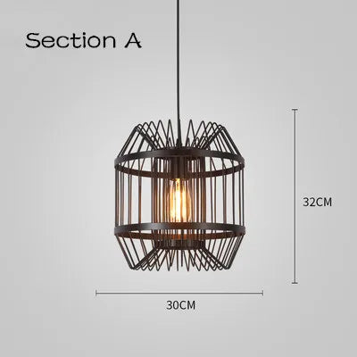 Afralia™ Cage Light Frame Pendant Industrial Single Head Black Nordic Creative Fixture