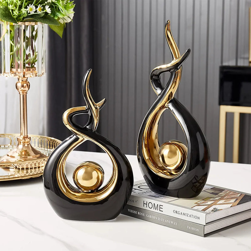 Afralia™ Ceramic Abstract Figurine Set for Elegant Home and Office Decor