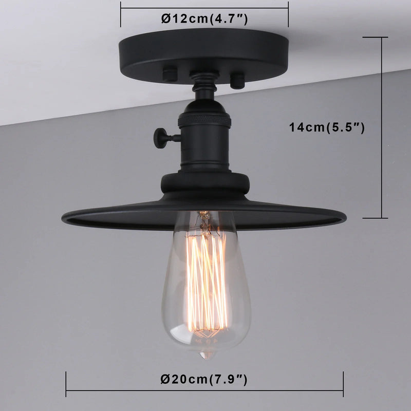 Afralia™ Matte Black Semi Flush Mount Ceiling Light with ON/Off Button