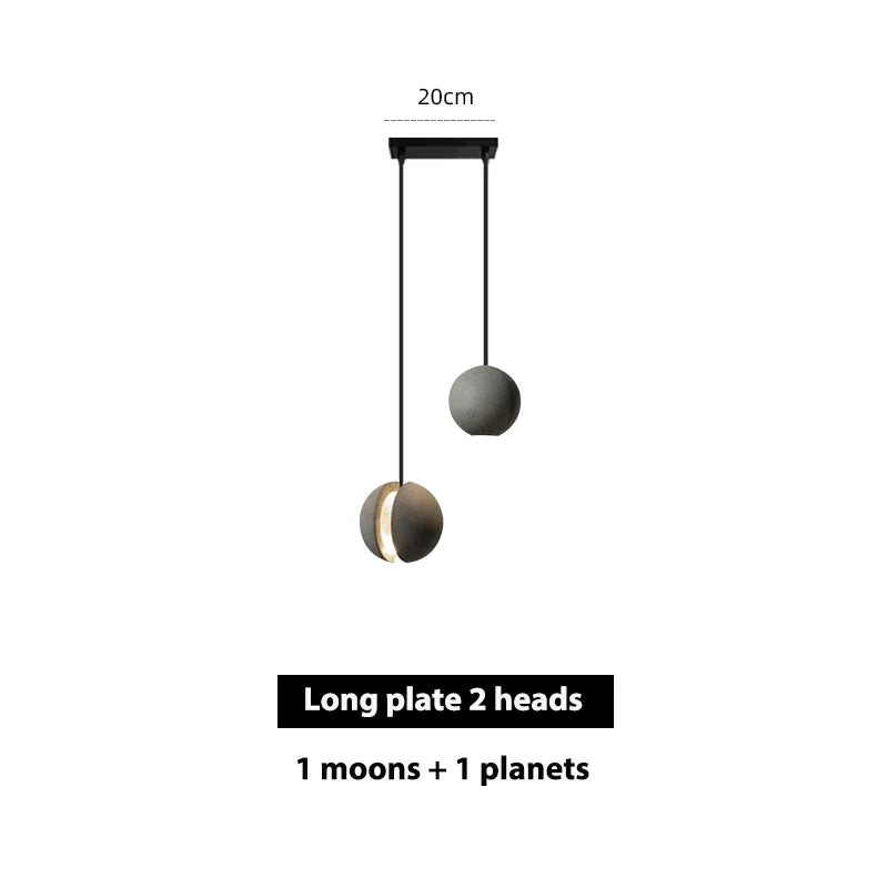 Afralia™ Cement Pendant Light | Nordic Design Moon Planet Hanging Lamp for Dining Room