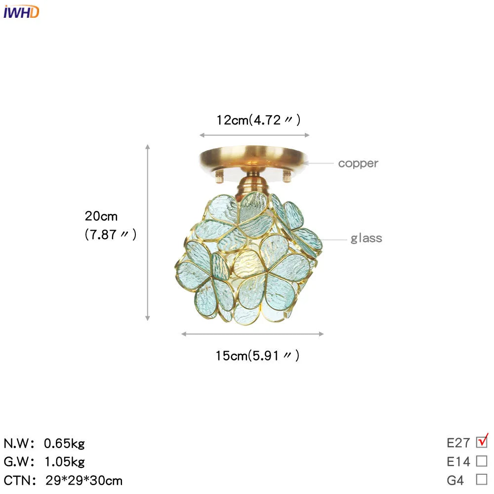 Afralia™ White Glass LED Ceiling Light Fixture, Nordic Modern Copper Ceiling Lamp