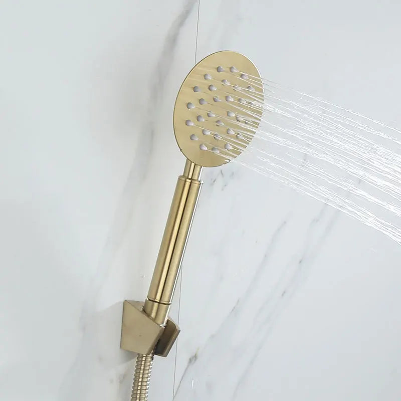 Afralia™ Brushed Gold Wall Mounted Shower Faucet Set for Bathroom with Hot and Cold Mixer