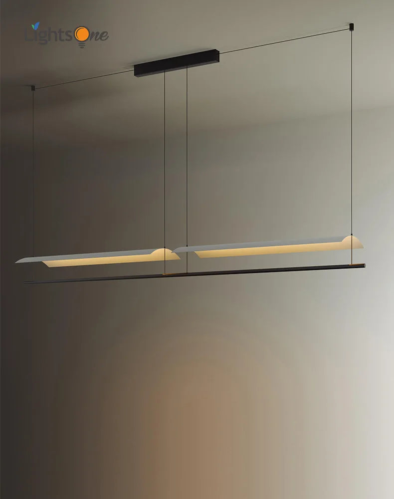 Afralia™ Scandinavian Flat Office Chandelier Minimalist Long Lampshade