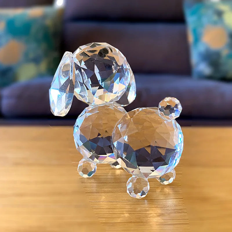 Afralia™ Crystal Dog Figurine: Cut Glass Paperweight Ornament Statue, Kids Animal Gift