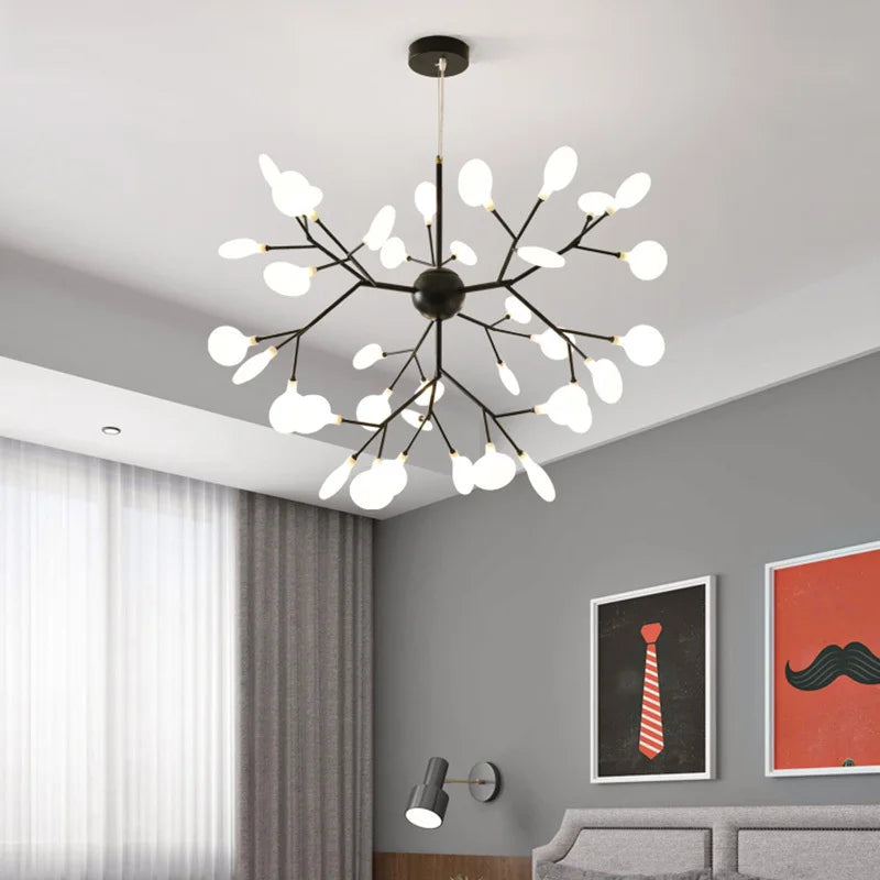 Afralia™ Firefly LED Chandelier Lights - Gold Black Indoor Hanging Fixture for Living Room