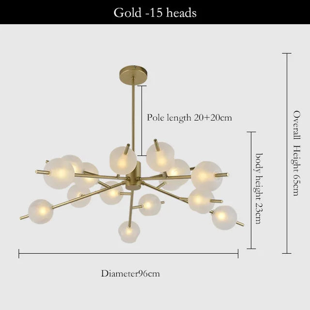 Afralia™ Nordic Glass Ball Chandelier: Modern Postmodern Designer Model Room Lighting
