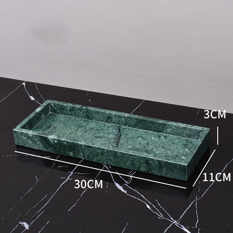 Afralia™ Marble Tray with Handle for Luxury Bathroom Vanity Storage
