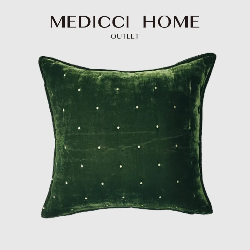 Afralia™ Luxury Brocade Velvet Cushion Covers in Caramel Dark Green